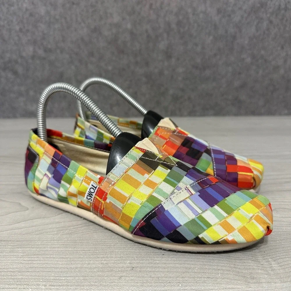 TOMS Alpargata Rainbow Pride Women's Sz 7 Multicolor‎ Geometric Slip On Flats